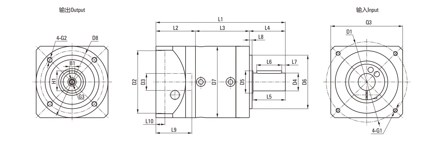 EP-ZDE Series Planetary Gearbox Dimension