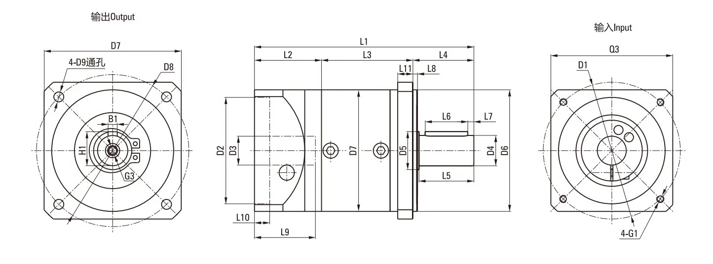 EP-ZDF Series Planetary Gearbox Dimension