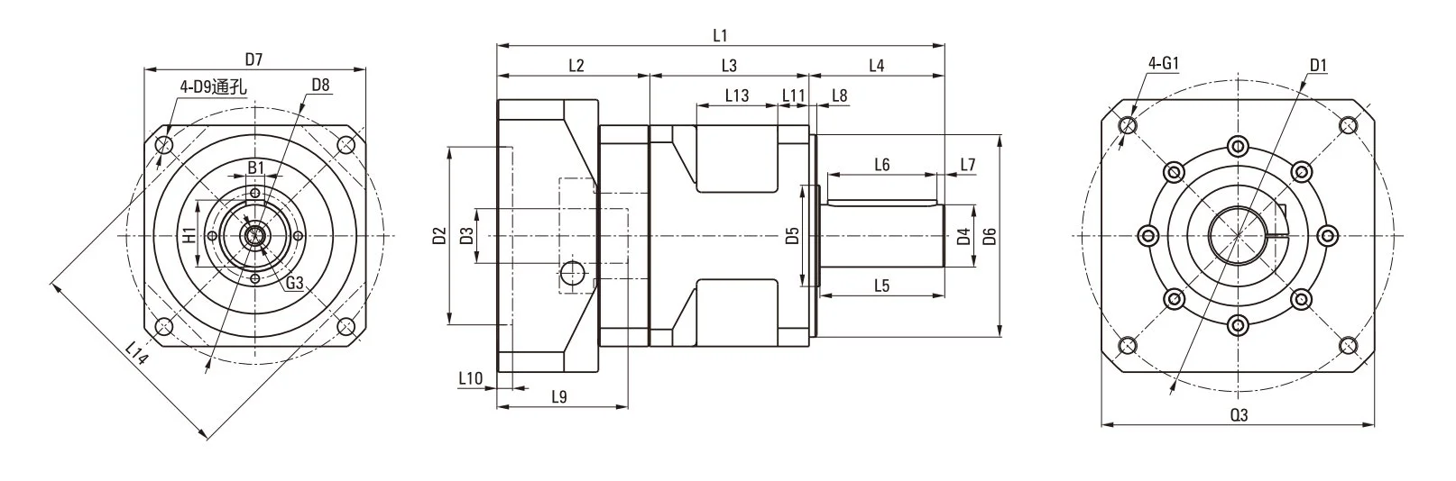 EP-ZDS Series Planetary Gearbox Dimension