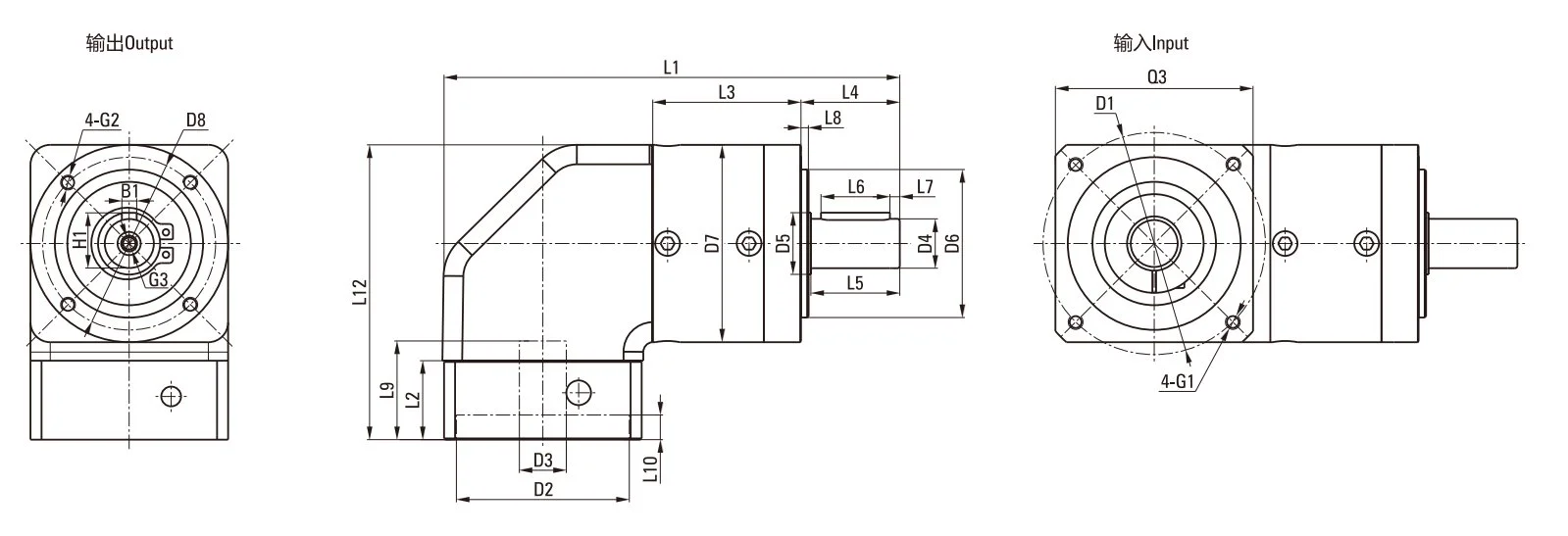 EP-ZDWE Series Planetary Gearbox Dimension