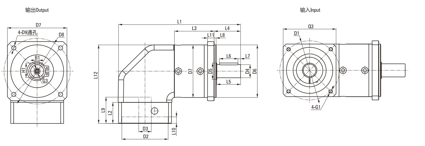 EP-ZDWF Series Planetary Gearbox Dimension