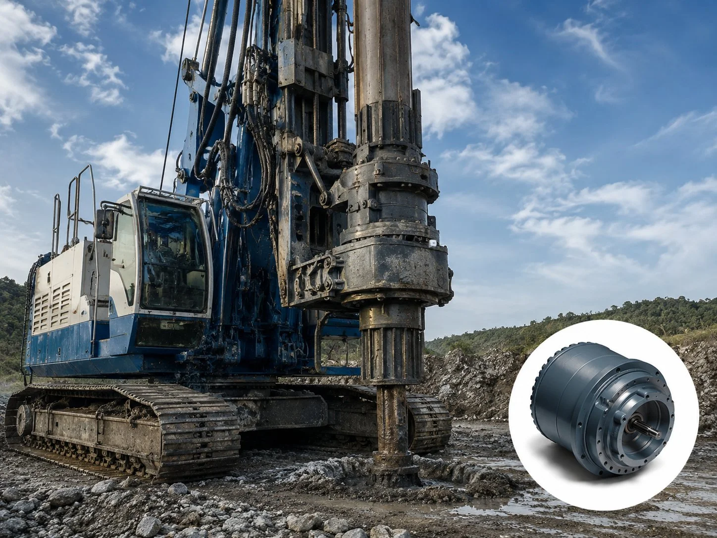 Track drive planetary gearbox for drilling rigs — precision tramming final drive moving blast-hole drill to target position
